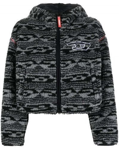 Fleece brodert hettegenser Diesel grå