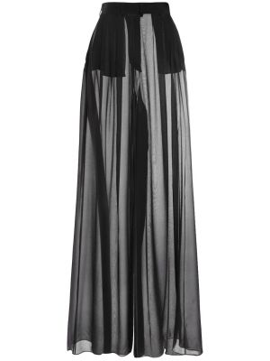 Pantaloni de mătase transparente cu croială lejeră Dolce & Gabbana negru