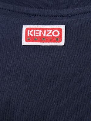Szív mintás laza szabású pamut póló Kenzo Paris kék