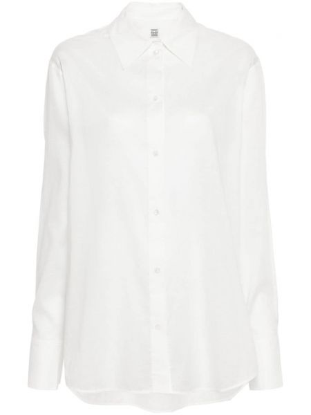 Памучна дълга риза Toteme бяло
