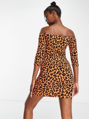 Леопардовое платье с принтом Adidas Originals оранжевое