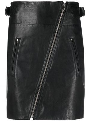 Kožená sukně s vysokým pasem na zip Isabel Marant Etoile - černá