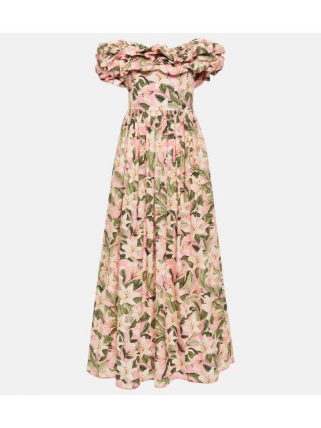 Pamučna maksi haljina s cvjetnim printom Agua By Agua Bendita narančasta