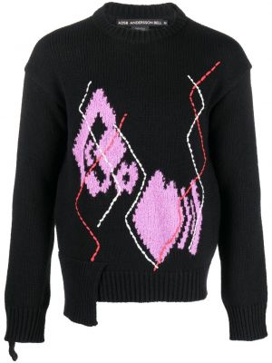 Асиметричен аргайл пуловер Andersson Bell черно