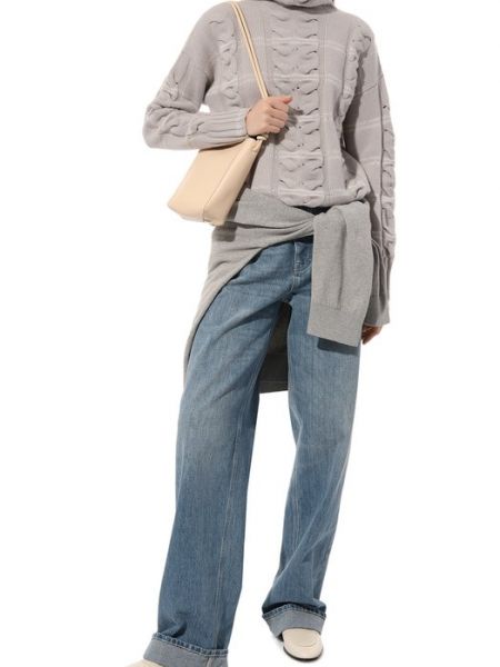 Шелковый шерстяной свитер Lorena Antoniazzi серый