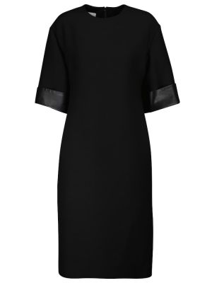 Μεταξωτή μάλλινη μίντι φόρεμα Valentino μαύρο