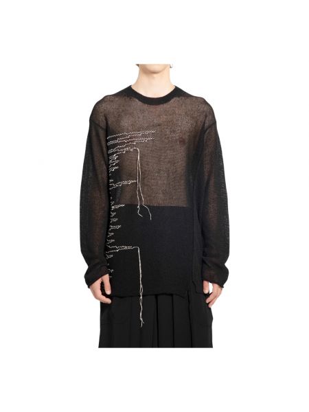 Strick pullover mit rundem ausschnitt Yohji Yamamoto schwarz