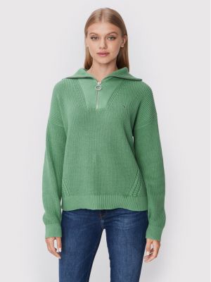 Voľný priliehavý sveter Tommy Hilfiger zelená