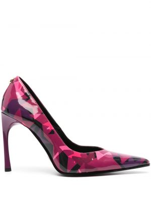 Полуотворени обувки с принт Versace Jeans Couture розово