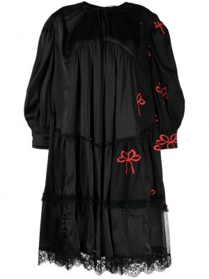 Bavlnené šaty s mašľou Simone Rocha čierna