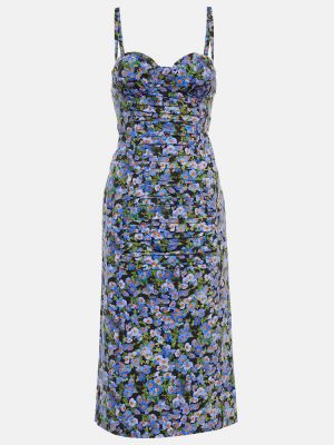 Памучна миди рокля на цветя Carolina Herrera синьо