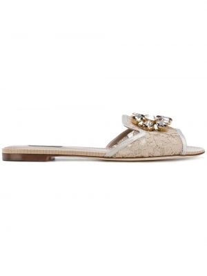 Mežģīņu sandales ar kristāliem Dolce & Gabbana