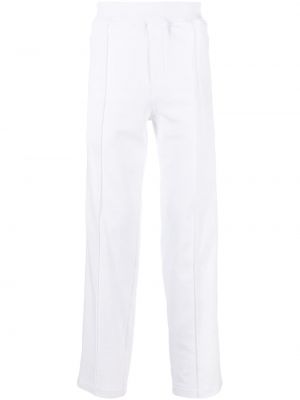 Plisuoti medvilninės tiesios kelnės Versace Jeans Couture balta