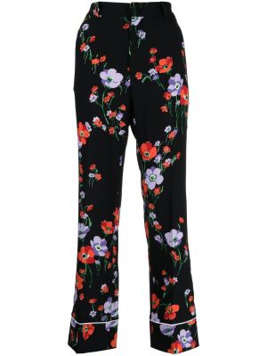 Pantaloni cu picior drept cu model floral cu imagine N°21 negru