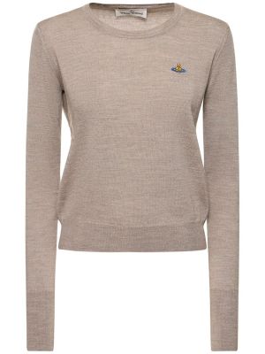 Вълнен пуловер бродиран Vivienne Westwood сиво