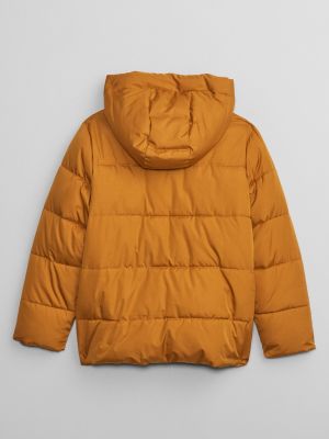Prešívaná bunda s kapucňou Gap oranžová