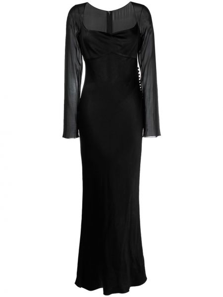 Jedwabne sukienka długa dopasowane na zamek Christian Dior - сzarny