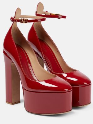 Кожени полуотворени обувки на платформе от лакирана кожа Valentino Garavani червено