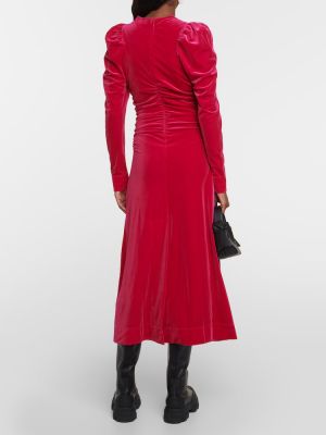 Βελούδινη μάξι φόρεμα Ganni ροζ
