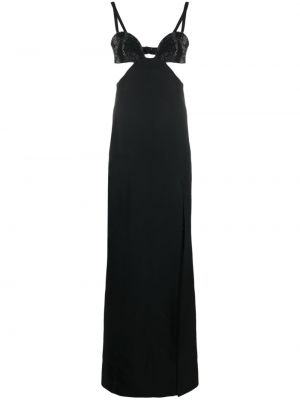Večernja haljina s kristalima od krep Elie Saab crna