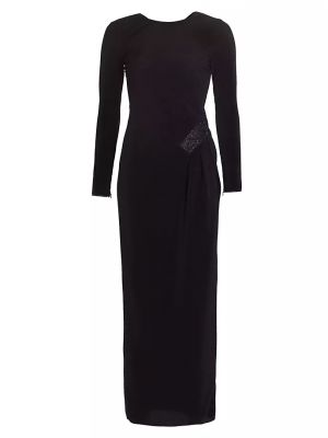 Плиссированное платье из джерси Giorgio Armani черное