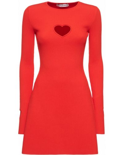 Viskózové mini šaty se srdcovým vzorem Mach & Mach červené