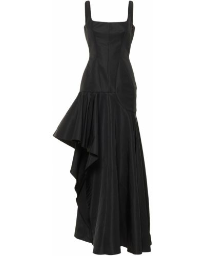 Drapované asymetrické dlouhé šaty Alexander Mcqueen černé