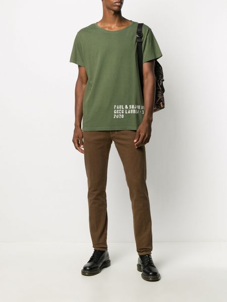 Camiseta con estampado Greg Lauren X Paul & Shark verde