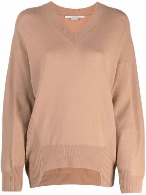 Vlnený sveter s výstrihom do v Stella Mccartney hnedá