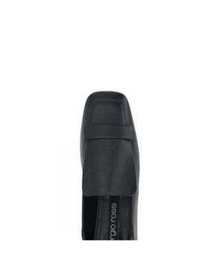 Loafers de cuero de punta cuadrada Sergio Rossi negro