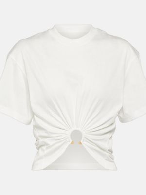 Top de algodón de tela jersey Rabanne blanco