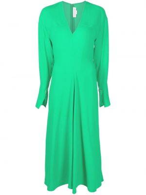 Вечерна рокля с v-образно деколте Victoria Beckham зелено