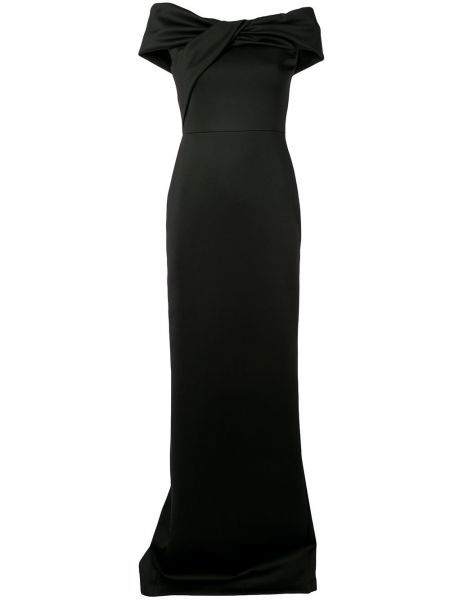 Сатиновое платье с драпировкой Halston Heritage, черное