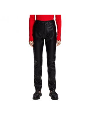 Pantalones rectos de cuero bootcut Esprit Collection negro