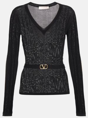Cinturón de lana de tela jersey Valentino negro
