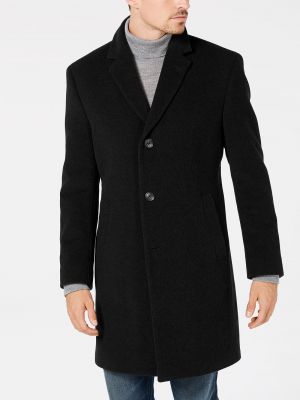 Однотонное кашемировое шерстяное пальто Nautica черное