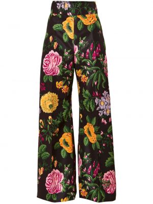 Pantalon à fleurs à imprimé large Carolina Herrera noir