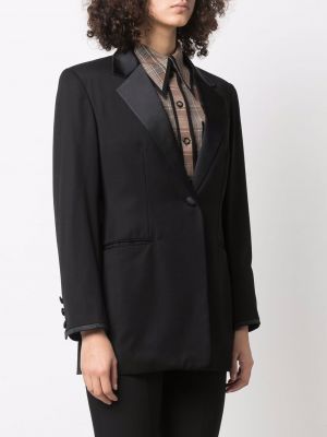 Vlněné saténové sako Hermès černé