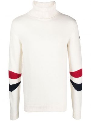 Пуловер на райета с принт Rossignol бяло