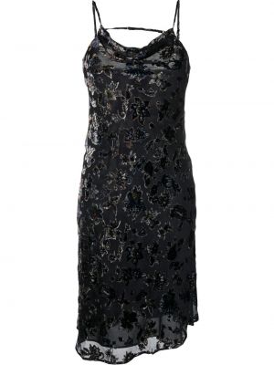 Květinové hedvábné midi šaty Rag & Bone - černá