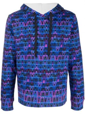 Raštuotas džemperis su gobtuvu Valentino Garavani mėlyna