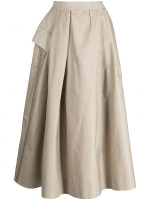 Asymetrické midi sukně s výšivkou Shiatzy Chen béžové