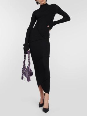 Трикотажное длинное платье Balenciaga черное