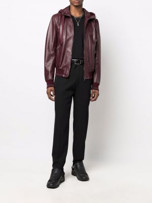 Ādas jaka ar rāvējslēdzēju ar kapuci Dolce & Gabbana