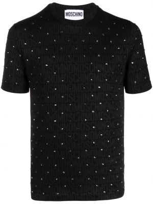 T-shirt in tessuto jacquard Moschino nero