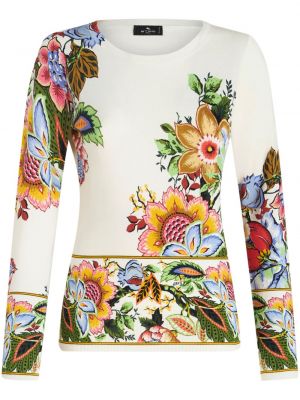 Svileni džemper s cvjetnim printom s printom Etro bijela