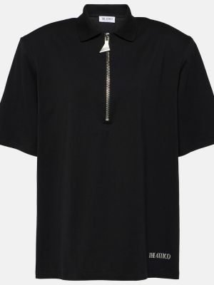 Medvilninis polo marškinėliai oversize The Attico juoda