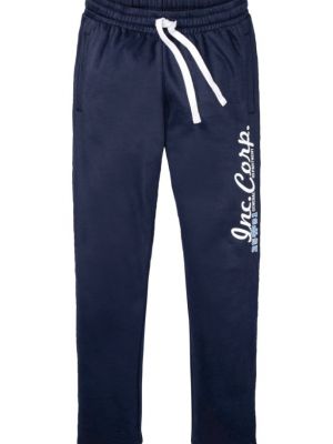 Спортивные штаны с принтом с аппликацией Bpc Bonprix Collection синие