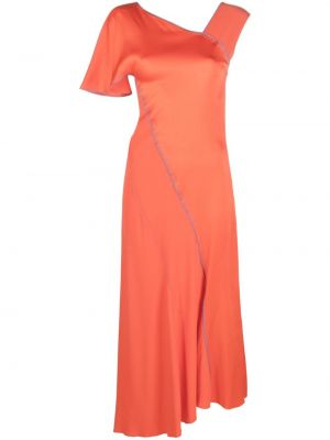 Sukienka midi asymetryczna Victoria Beckham pomarańczowa