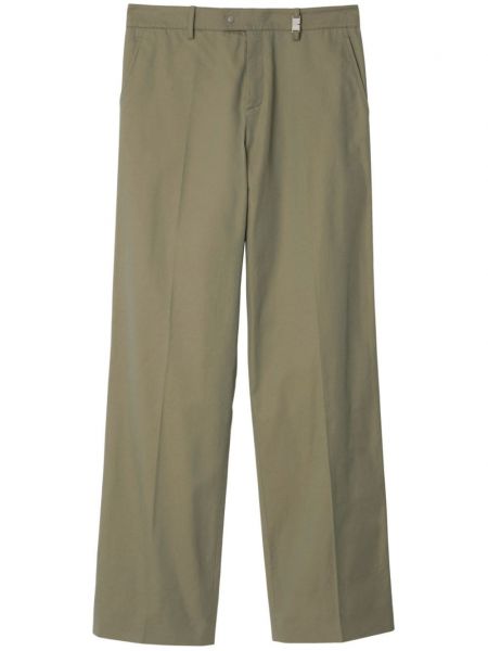 Pamučne hlače ravnih nogavica Burberry zelena